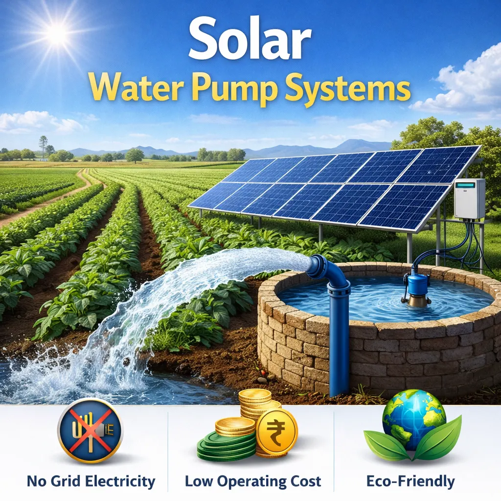 Solar water pump system installed in Bihar farmland